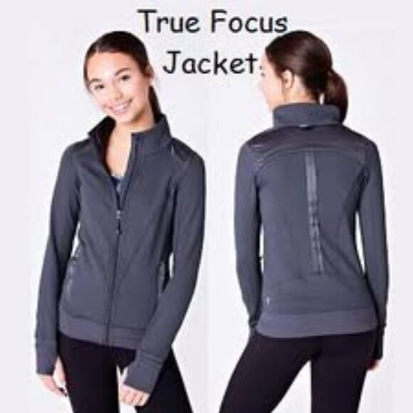 Ivivva by Lululemon🍋True Focus Grey Jacket thumbholes pockets zipper size 7 - Picture 2 of 4